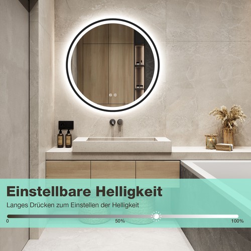 Runder led bad spiegel mit - led,