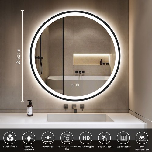 60cm rund badspiegel mit - 60cm, led